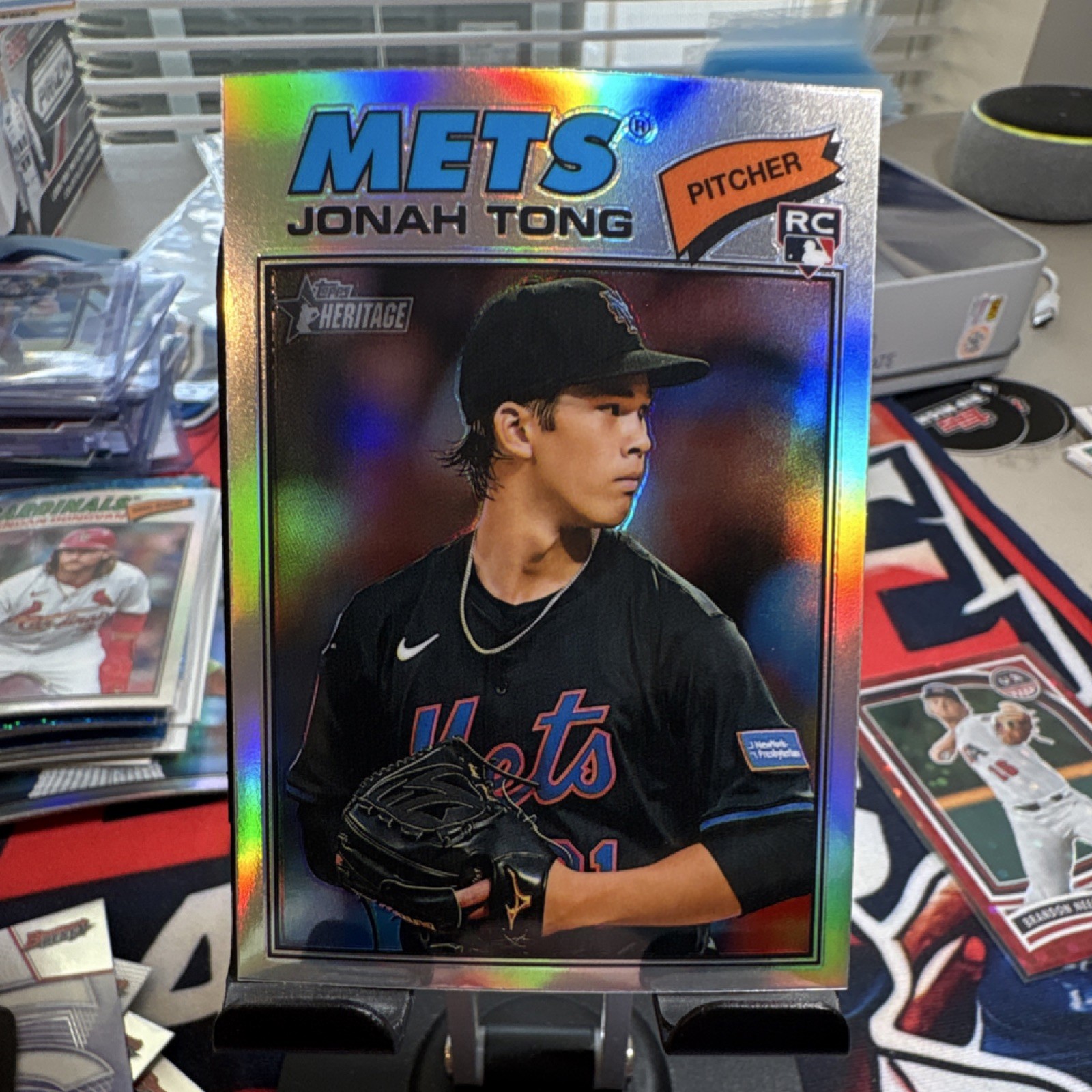 Topps Heritage 2026 Jonah Tong #137 Chrome Refractor Rookie New York Mets