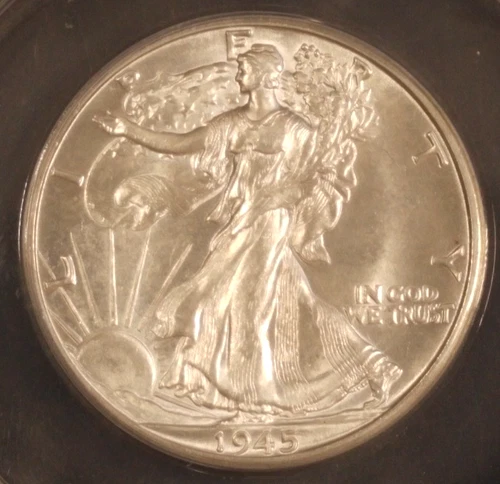 1945-D Liberty Walking Half Dollar.  ANACS MS-64. Starts at .99. NO RESERVE