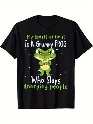 Men's Funny Grumpy Frog Saying T-Shirt - ''My Spirit Animal Slaps Annoying Peop