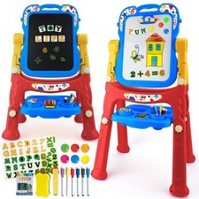 TOY Life 4-in-1 Kids Art Easel - Adjustable Standing Double-Sided Toddler Easel