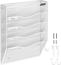 Wall File Organizer, 5 Tire Hanging File Folder Organizer, Vertical Mesh Metal D