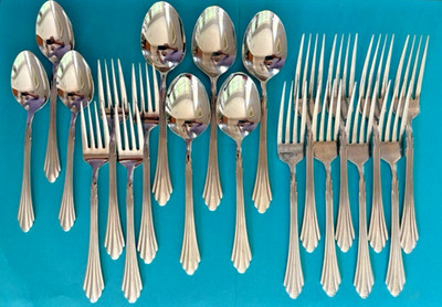 (20) pcs Retroneu BARRINGTON 18/8 Stainless Flatware Korea Forks Spoons