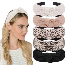 1PC Women's Knotted Headbands - Fashionable Thick Top Knot Design, Anti-Slip, Cu
