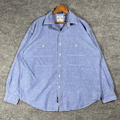 VINTAGE Gant Salty Dog Chambray Shirt Mens Size Large Denim Cotton Long Sleeve