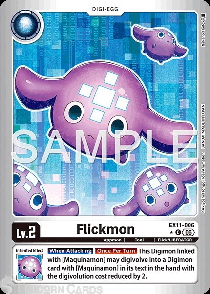 EX11-006 Flickmon : Limited Common Foil Digimon Card : EX11: Dawn of Liberator