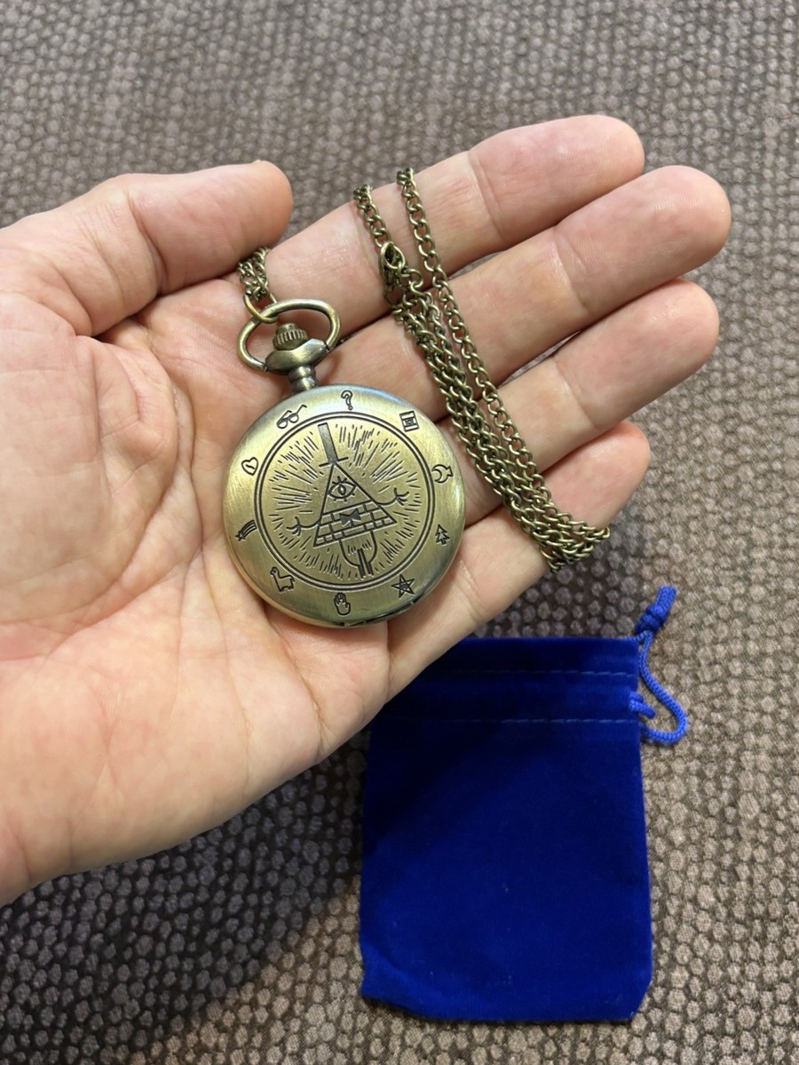 時計 CIPHER Gravity Falls Bill Cipher Inspired Bronze Pocket Watch Chain