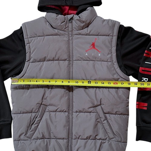 Air Jordan Hoodie Puffer Vest Jacket Boys Sz Large 12-13 Jumpman Streetwear Y2K - Picture 4 of 12