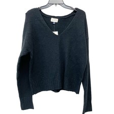 Universal Thread Women's Black V Neck Knit Pullover Long Sleeve Sweater Size M