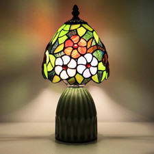 Tiffany Lamp Stained Glass Mushroom Table Lamps 6X6X12.5 Inch Amber Grape Style