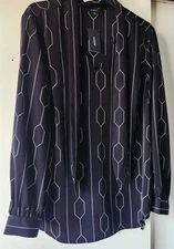 ALFANI Women Longsleeve Top Geometric Black Large