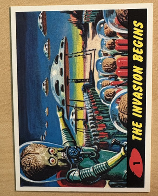 Mars Attacks 1994 Topps DELUXE Reissue Card #1, NM-MT,  The Invasion Begins 