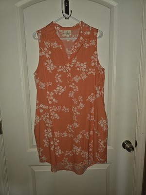 Women's Size L Sleeveless Floral Midi Dress w/ pockets St Johns Bay 