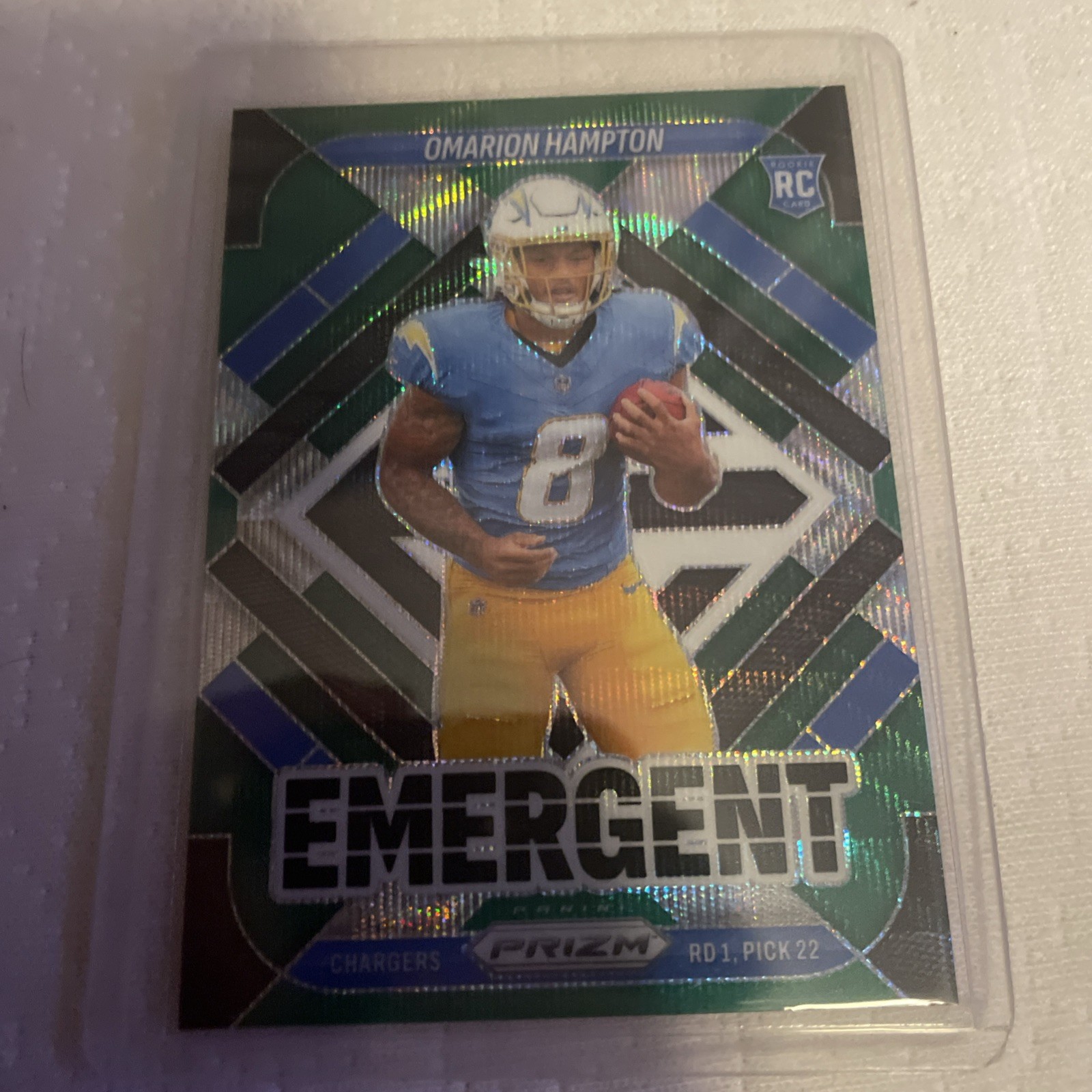 2025 Panini Prizm Football - Omarion Hampton #9 Emergent Green Wave Prizm RC