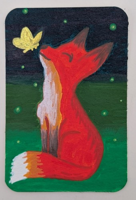 #ad ACEO Original Art Painting Signed By Rachael Goss Fox 1 3 $8.99