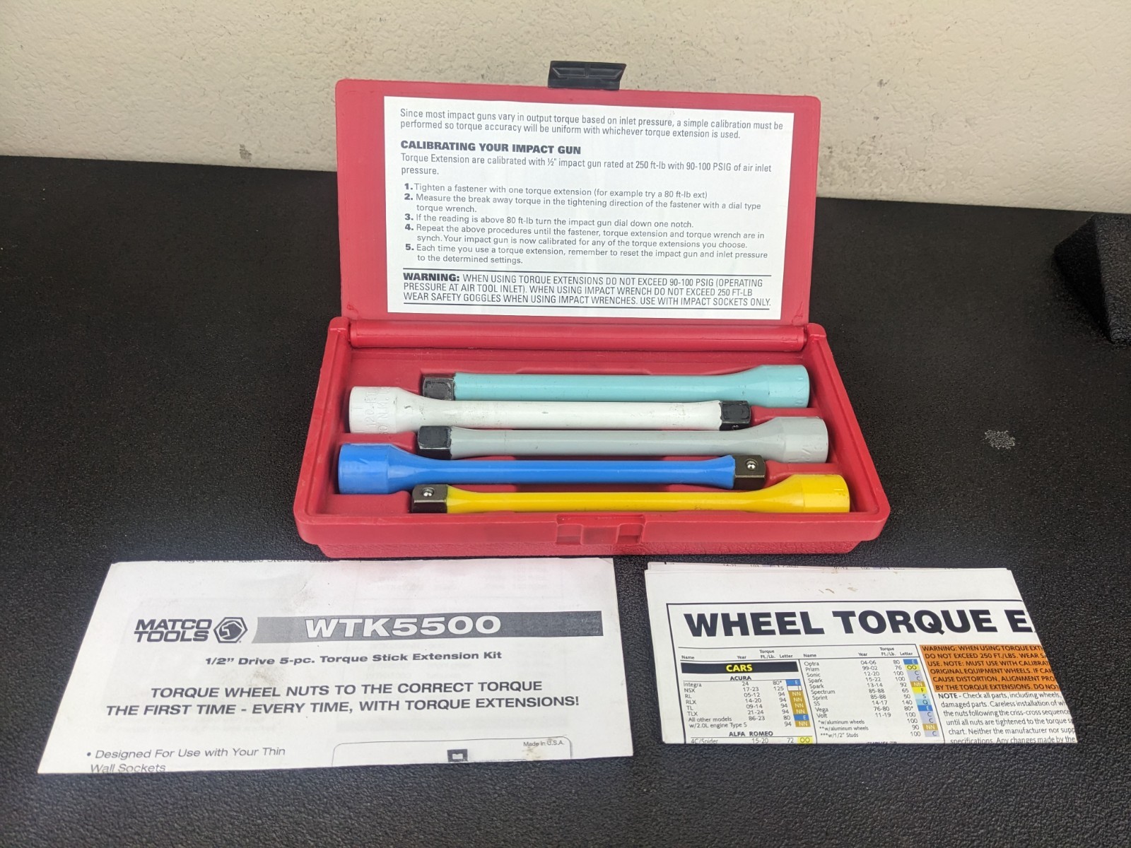 #bm959 Matco Tools WTK5500 5 Piece 1/2in. drive Torque Extension Set