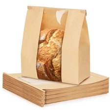50 Pack Paper Bread Bags for Homemade Sourdough Bread, Resealable Tin Tie Tab...
