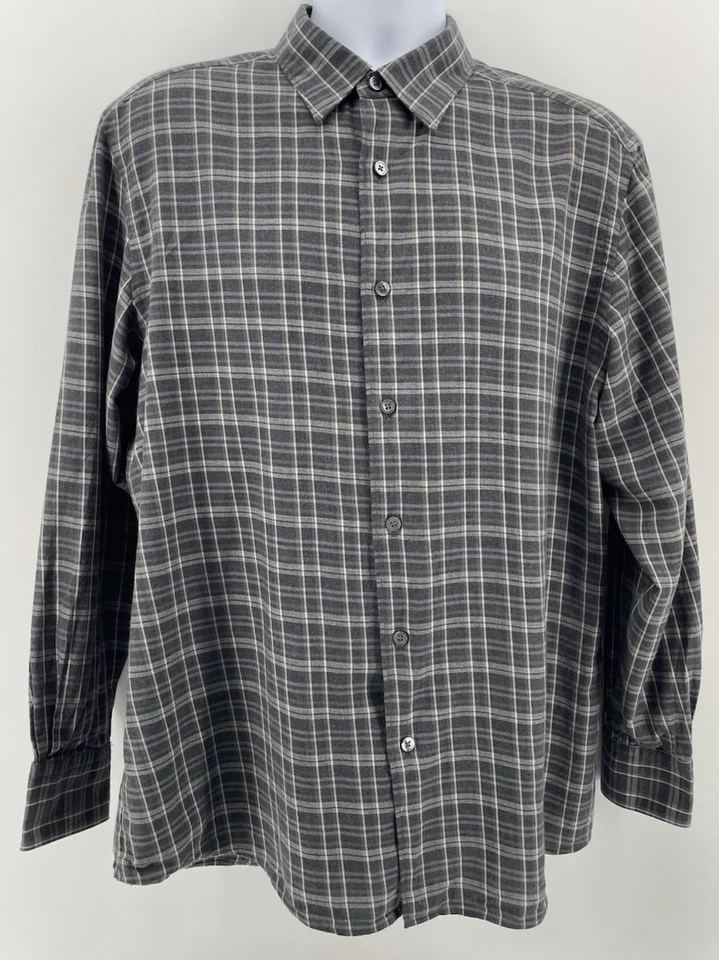 Camisa a Cuadros Ermenegildo Zegna Para Hombre XL Cashco Algodón Cachemira Negra Gris Foto 2 de 4