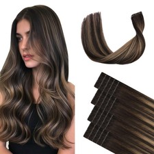 XDhair Invisible Tape in Hair Extensions Human Hair 40g 14 Inch Dark Brown to Ch
