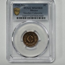 1942-Mo Mexico 1 Centavo PCGS MS65RD Sanchez Copper Coin