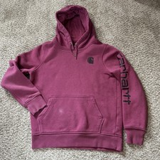 Carhartt Hoodie Women's Size S 4-6 Relaxed Fit Pullover Sweatshirt Berry Pink