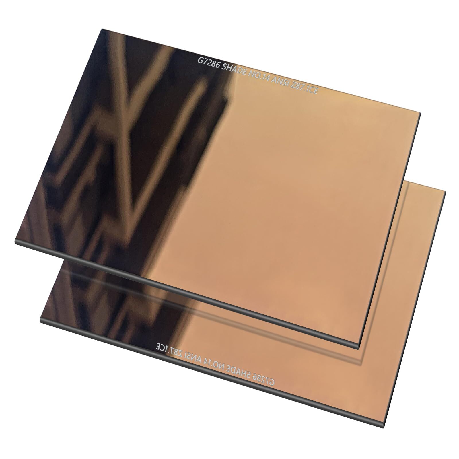 2PCS Welding Helmet Hood Gold Filter Glass Lens 4.5" x 5.25" SHADES14