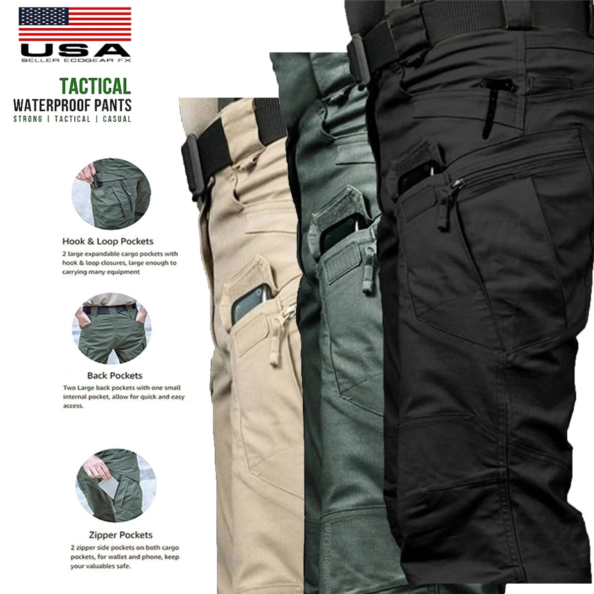 Military Tactical Cargo Pants Mens Hiking Outdoor Quick-Dry