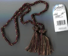 Wine Olive Camel Chair Tie 27" Cord Spread 3" Tassel Lot Of 2 Conso US8
