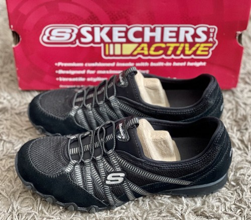 Skechers Bikers Hot Ticket Black Charcoal Trainers Size UK 6 BRAND NEW