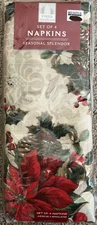 Seasonal Splendor Holiday Napkin Set 4 Fabric Napkins Bed Bath Beyond Poinsettia