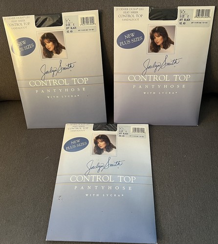 Pantyhose Jaclyn Smith (3) Size E Off Black Control Top SandalFoot Plus Size