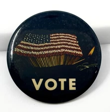 Vintage 1970 VOTE Stars N Stripes Pinback Button Fireworks