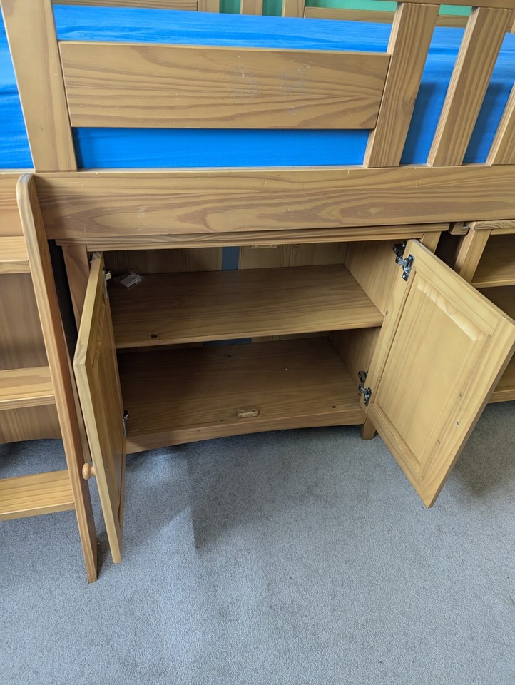 Wooden Mid Sleeper Cabin Bed with Desk, Draws, Cupboard Etc eBay
