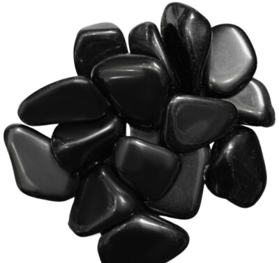 Schwarzer Obsidian Kristall polierter Stein 2-3 cm Wurzelchakra Erdung Schutz 