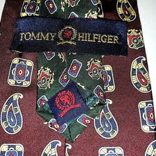 TOMMY HILFIGER Italian Printed Silk PAISLEY Authentic Neck Tie USA made ❤️sj7m36