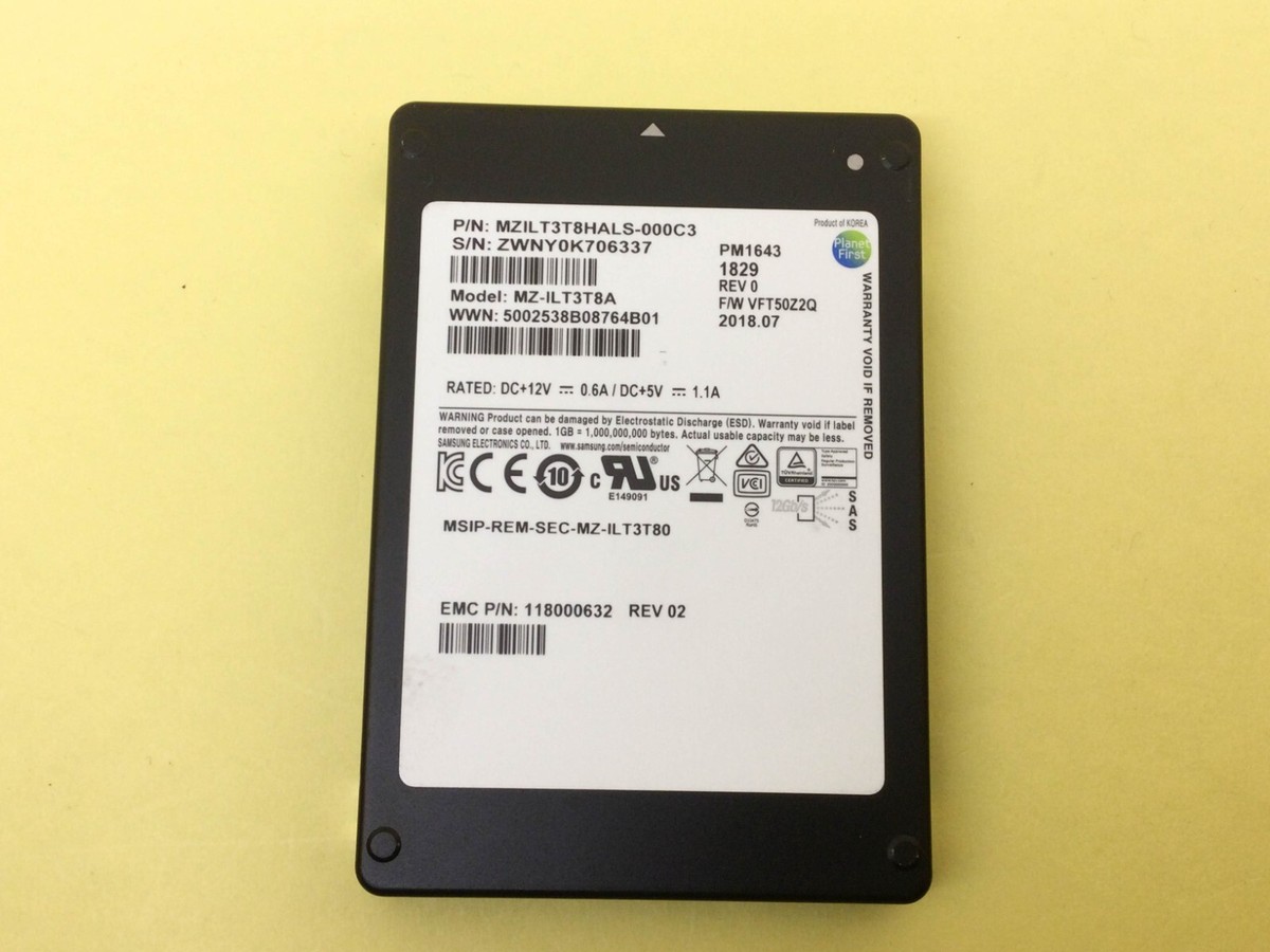 EMC Samsung PM1643 3.84TB SAS 12Gb/s 2.5'' SSD MZ-ILT3T8A | eBay