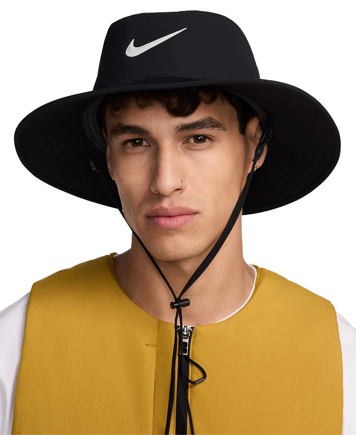 Nike Mens Apex Dri FIT Bucket Hat with Removable Chin Strap in Medium Black