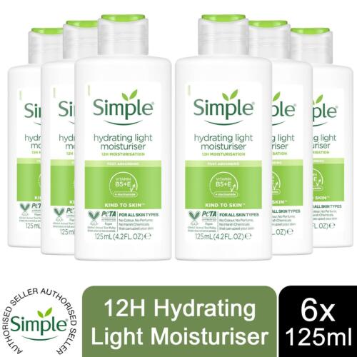 6x 125ml Simple Kind to Skin 12H Hydrating Light Moisturiser for Sensitive Skin - Photo 1/11