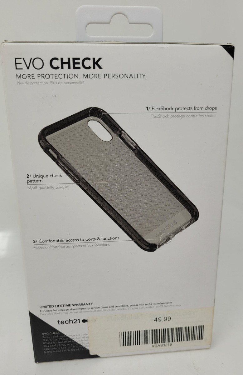 Tech21 Evo Check Case for Apple iPhone X, Smokey Black