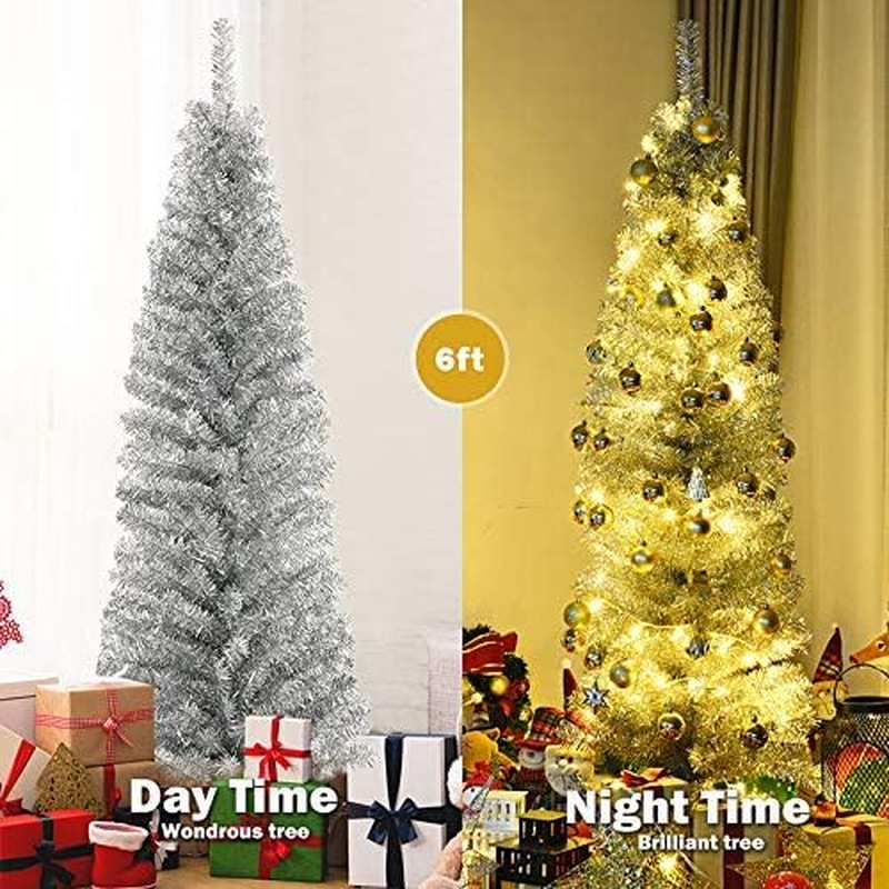 Artificial Pencil Christmas Tree, Electroplated Premium Slim Tree, Xmas