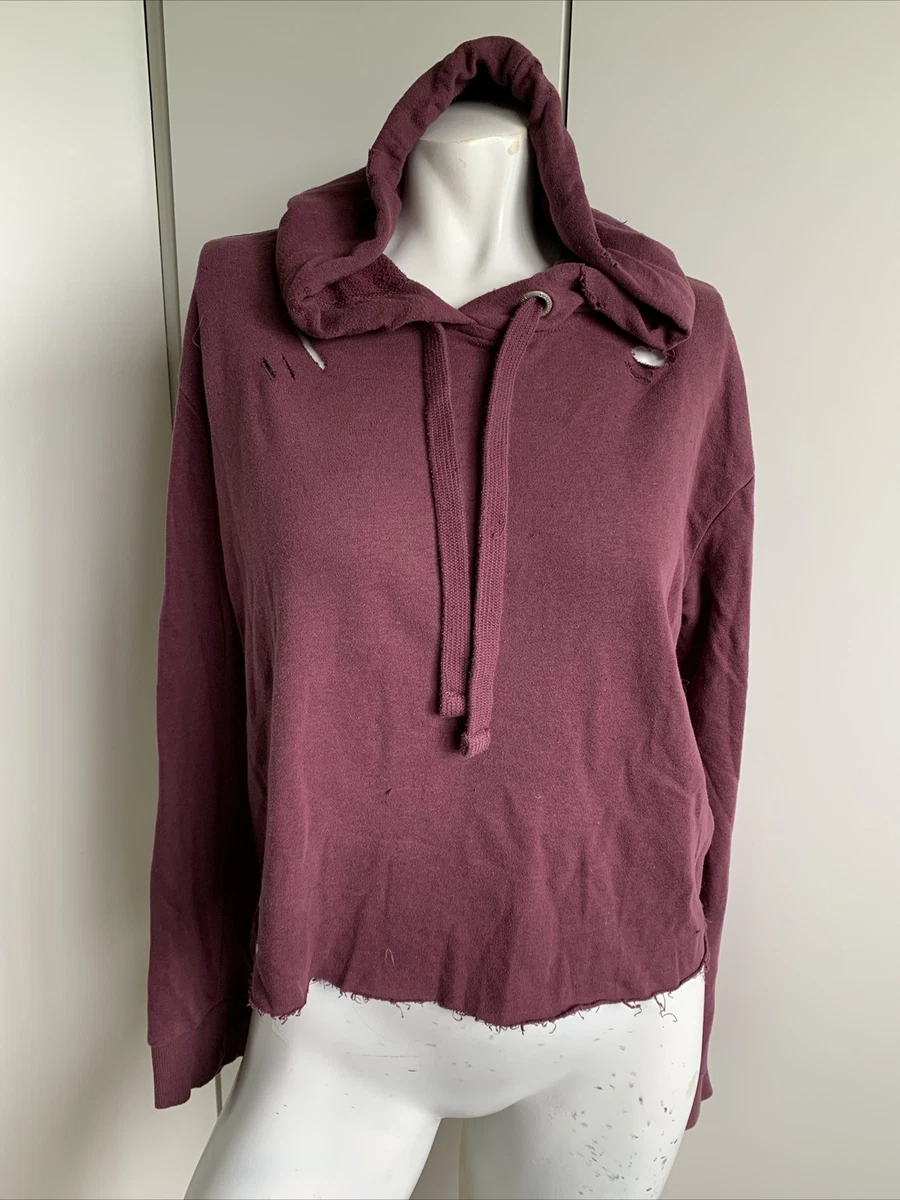 Womens large Garage wine colored distressed hoodie sweatshirt long