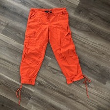 Rue21 Lenin Blend Orange Cropped Cargo Drawstring Waist Pants Women Small