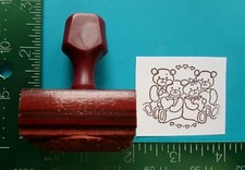 TEDDY BEAR FAMILY Handled Rubber Stamp