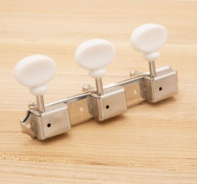 Genuine Tone Ninja 3x3 3 per plate Vintage tuners, White Plastic button, Nickel