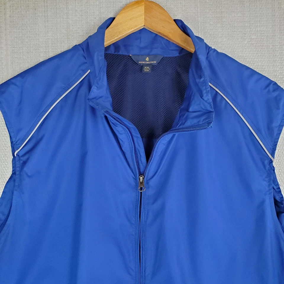 BROOKS BROTHERS Size 2XL mens Full Zip Performance Vest Blue Golf Water Resistan - Image 3 of 4