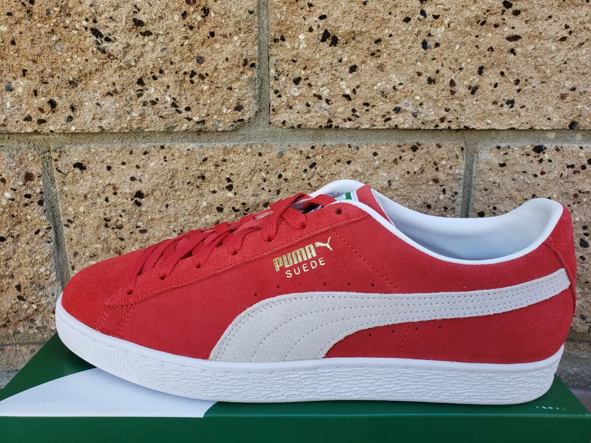 Lim Tåre Mellem PUMA suede Classic XXI Sneakers High Risk Red White Men&#039;s Size 12 |  eBay