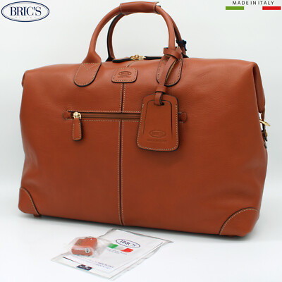BRIC'S LIFE PELLE CARGO Duffle travel Carry-On Weekender brown leather bag M