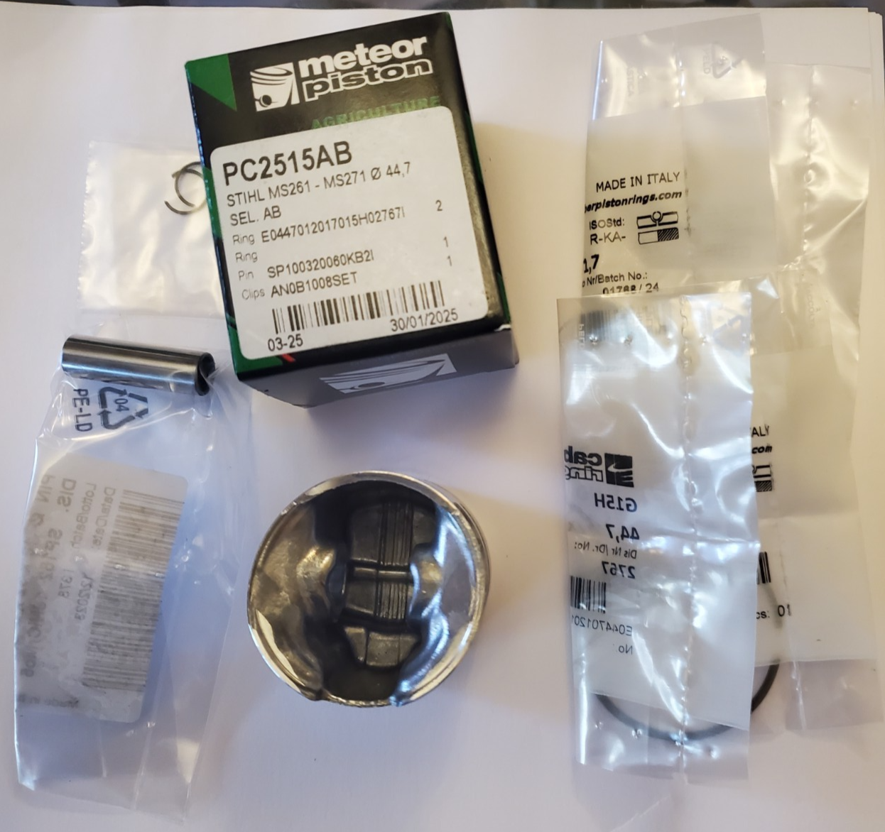 METEOR PISTON KIT w/CABER RINGS FITS STIHL CHAINSW MODEL MS271 MS261 44.7mm LOW$