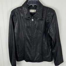 Jones New York Fulll Zip Butter Soft Genuine Leather Black Blazer Jacket Medium
