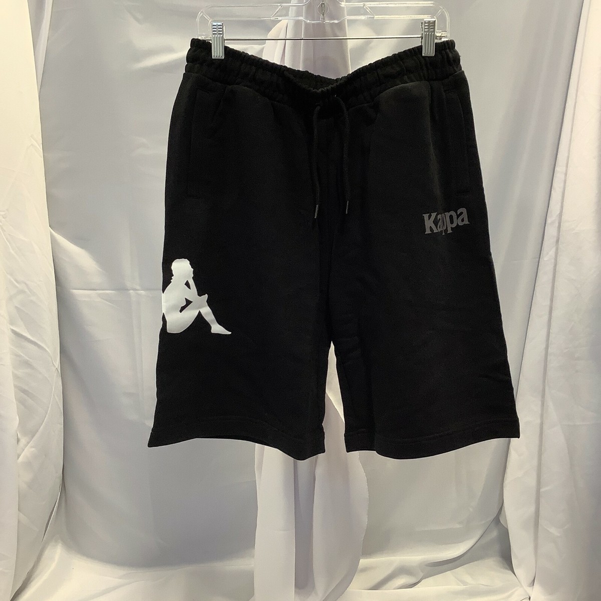 Kappa Mens Authentic Sangone Elastic Waist Black Grey Bermuda Shorts Size  XXL