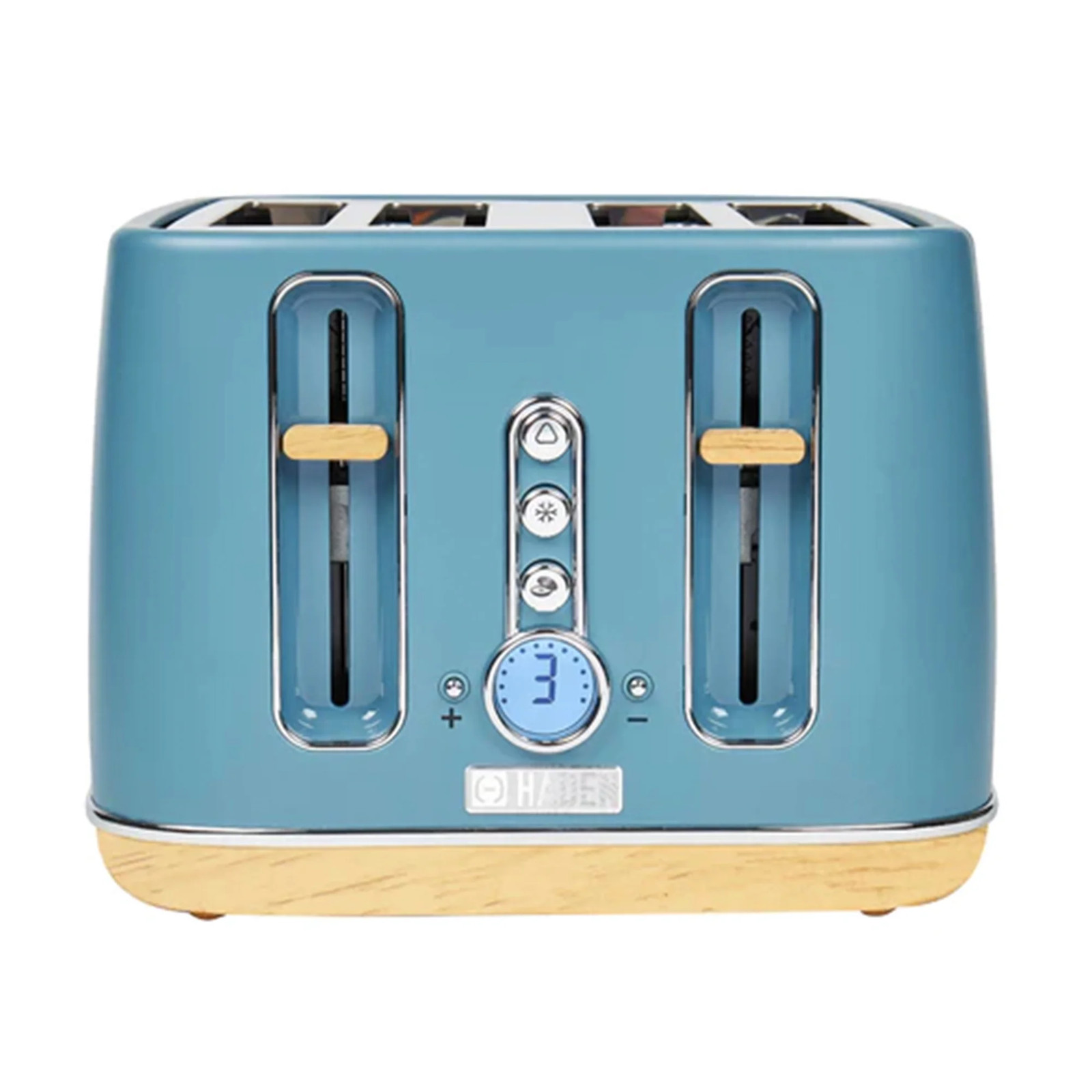Haden Dorchester 4-Slice Wide Slot Toaster – Control Knob, Stone Blue Finish